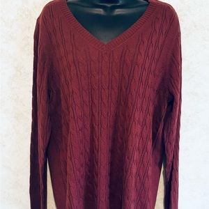 Croft & Barrow Cable Knit Women's Sweater Maroon Burgundy Size XL Long Sleeve